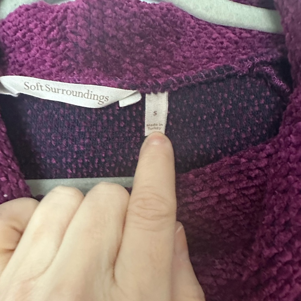 Soft Surroundings Chenille Sweater Women’s Purple Back Buttons - Picture 4 of 6